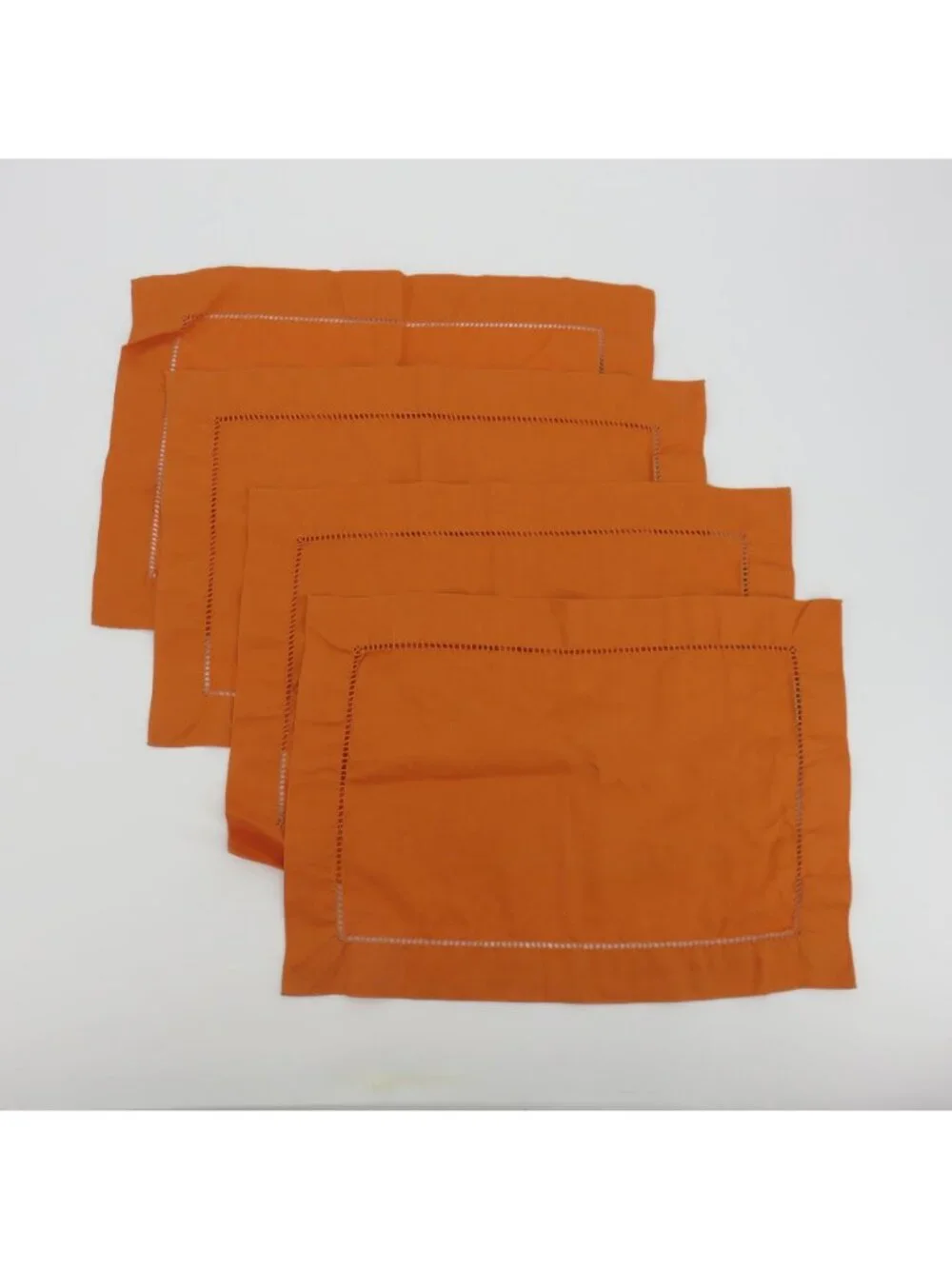 Pottery Barn Set of 4 Solid Orange All Linen Rectangle Placemat Table Linens